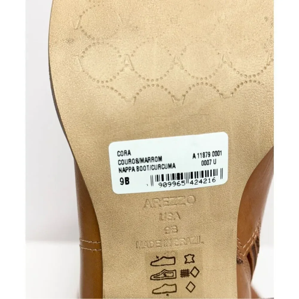 Arezzo Leather‎ Boots Size 9 Pointed Toe Block Heel Pull On Booties NEW